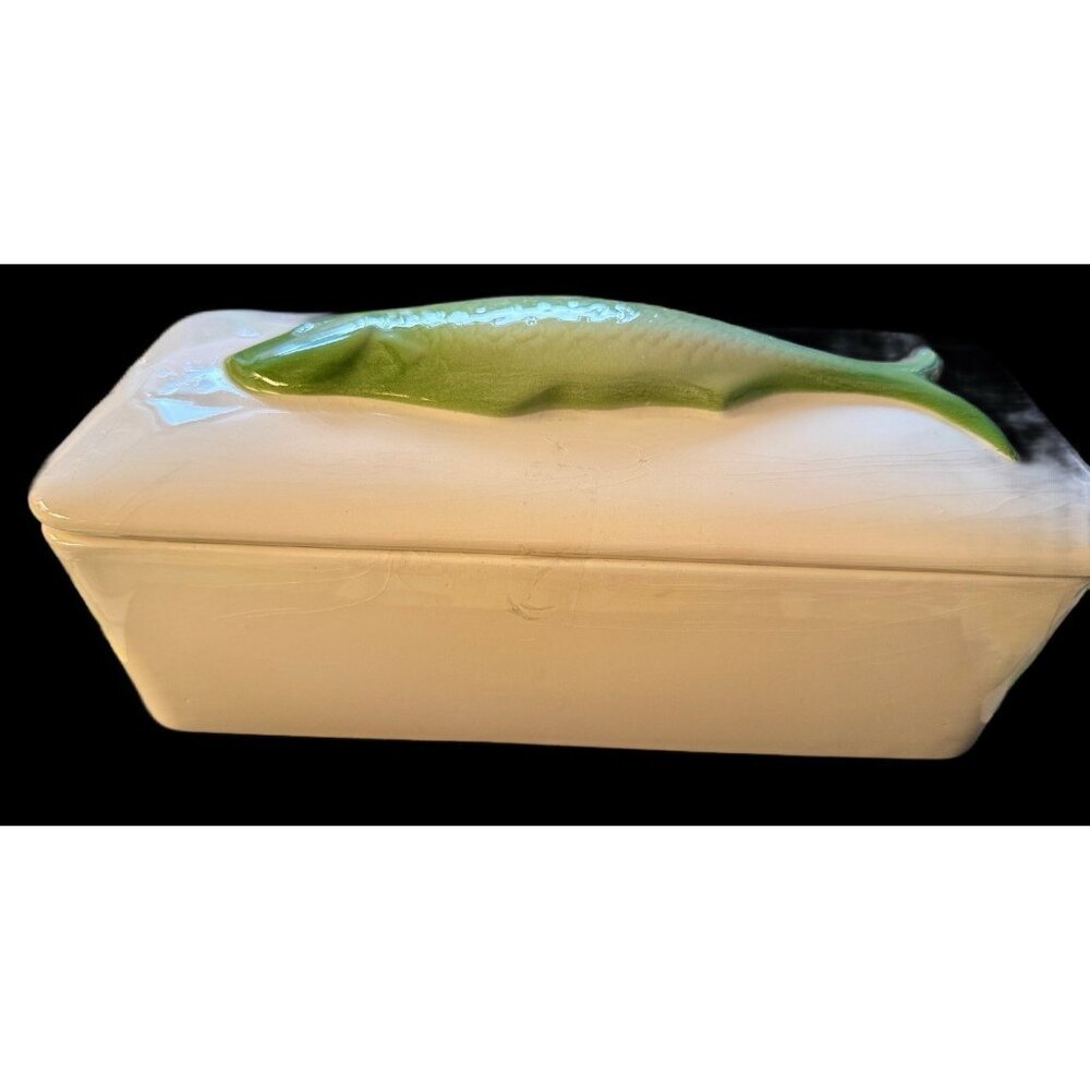 Villeroy & Boch Fish Cooker Canister Rectangle Lidded Container Green Fish